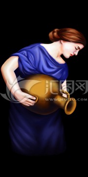 倒水的女人