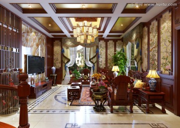 中式整木客厅