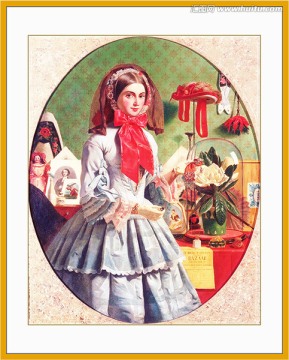 鄉(xiāng)村田園美女人物油畫