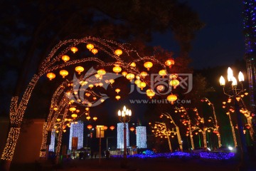 春节夜景 节日 灯笼 灯饰