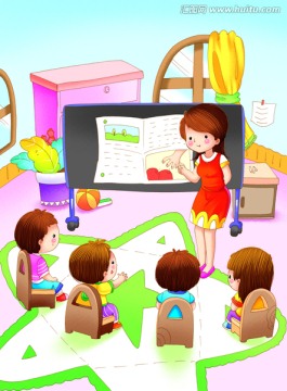 在幼兒園里老師教我們知識(shí)
