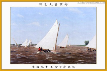 大海帆船风景油画