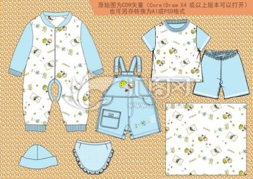 婴童家居服 baby爬服设计