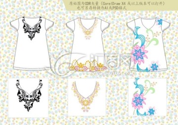 古典民族風(fēng)女裝復(fù)古領(lǐng)花矢量