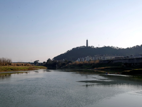 兰溪中洲公园兰江横山全景