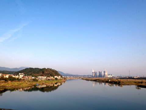 浙能兰溪电厂马公滩全景