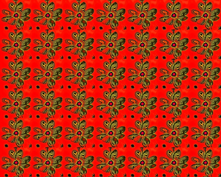 紅底金色小花圖案