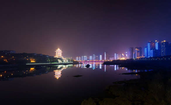 四川绵阳越王楼夜景