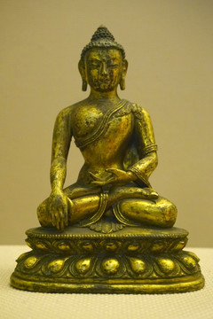 藏传佛教文物 清代释迦佛铜像