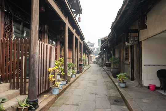 老街 石板路 青石板 临街店铺