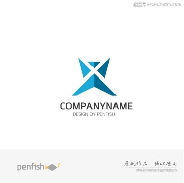 字母X立體小人logo