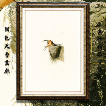 燕子鸟巢鸟类花卉油画 画廊