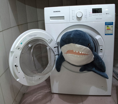 鲨鱼冲出洗衣机 节约用水