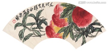 齊白石長(zhǎng)壽延年扇