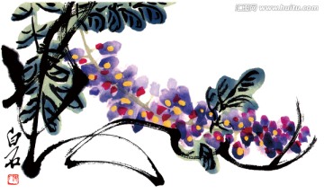 齊白石 紫藤高清作品