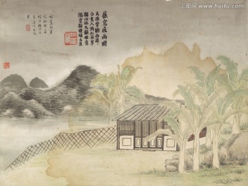 石門二十四景圖蕉窗夜雨圖
