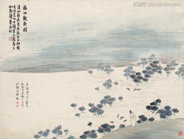 石門二十四景圖藕池觀魚圖
