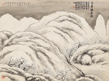 石门二十四景图雪峰梅梦图