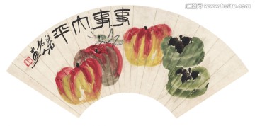 齊白石事事平安扇