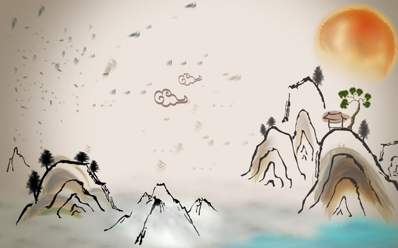 古典國畫山水裝飾畫