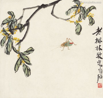 近現(xiàn)代齊白石樹蟈蟈圖