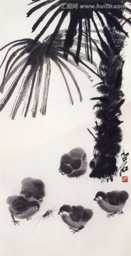 齊白石棕櫚小雞