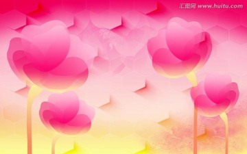 浪漫溫馨矢量花朵電視背景墻