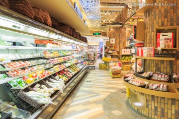 超市内景 进口食品 超市冰柜