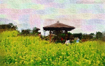 油菜花油畫 裝飾畫