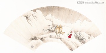扇子中國畫高清