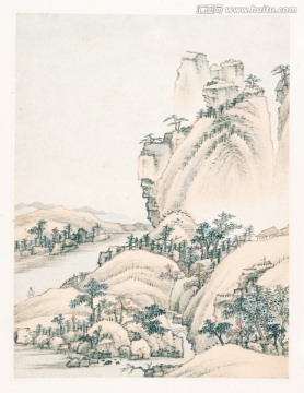 清 蕭云從 山水冊(cè)頁高清圖