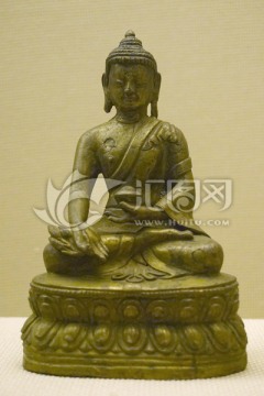 藏传佛教文物 清代药师佛铜像