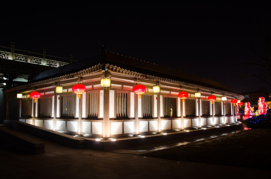 唐建筑 灯光 灯笼 夜景