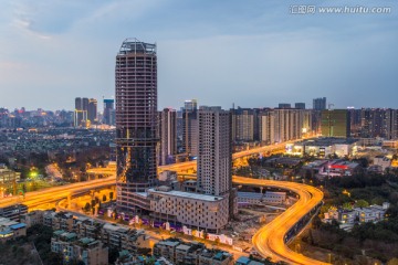 城市建设夜景鸟瞰