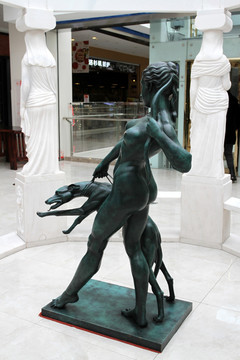 雕塑 美女 猎神 铜雕 人体