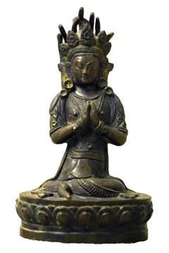 藏传佛教文物 清代龙尊王佛铜像
