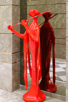 红色雕塑 金属雕塑 圆雕 雕塑