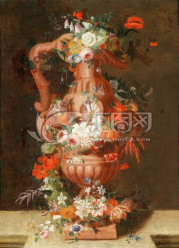 古典花卉靜物油畫