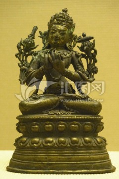 藏传佛教文物 明代文殊菩萨铜像