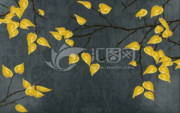 金色树叶背景墙装饰画