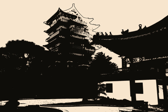 水墨抽象滕王閣