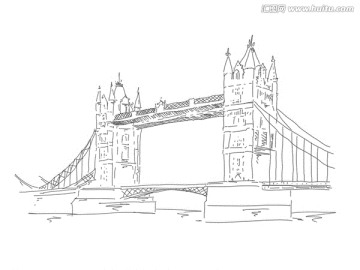 钢笔画 伦敦塔桥