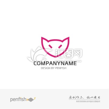 簡約線條貓頭logo
