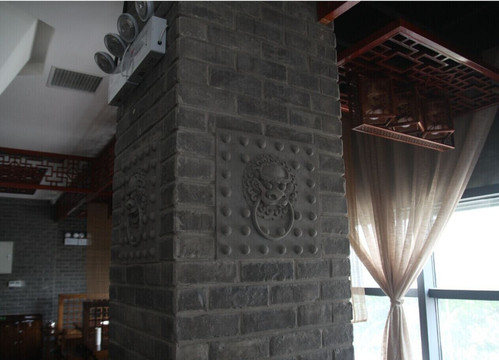 唐语兽头砖雕实景图