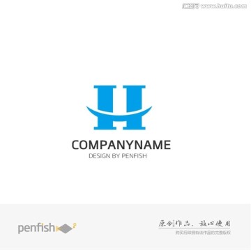 創(chuàng)意字母Hlogo微笑