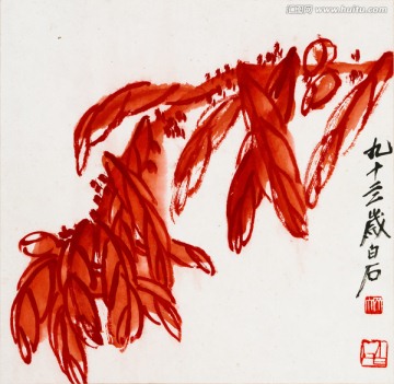 齊白石 雁來(lái)紅圖