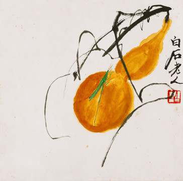 齊白石 葫蘆螳螂圖