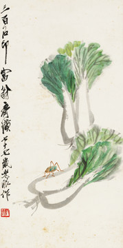 齊白石 白菜蟈蟈