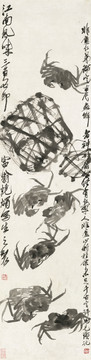 齊白石 墨蟹圖高清作品