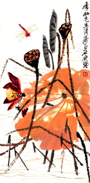 齊白石 蜻蜓荷花高清作品